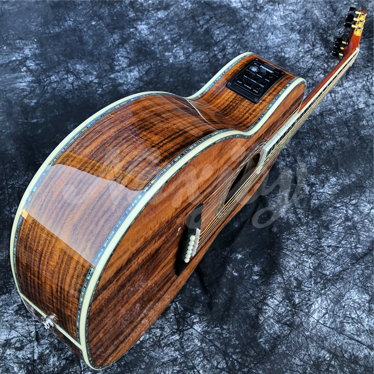 39 Inches All Koa Wood OOO Type Acoustic Guitar Real Abalone Inlays Ebony Fingerboard Electric Guitar