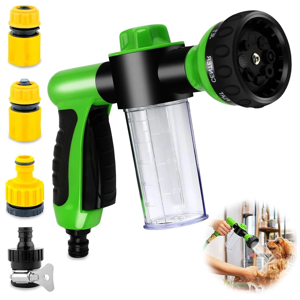 Dog Shower Sprayer 8 in 1 Pet Bath Cleaning Cat Dog Shower Gun High-pressure Hose Nozzle Foam Garden Car Animal Dog Wash Tool