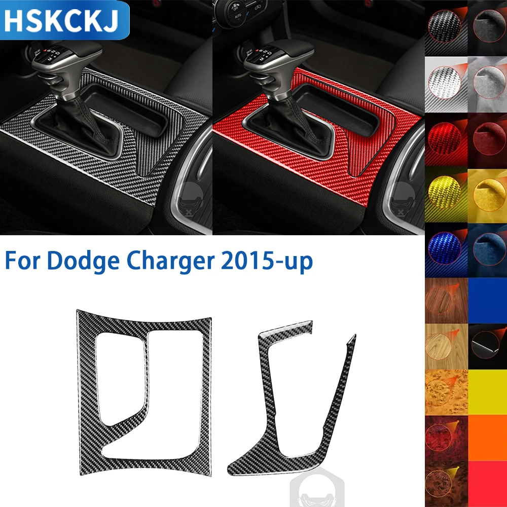 For Dodge Charger 2015-up Real Soft Carbon Fiber Trim Stickers Car Interior Driver Center Console Cover Decoration Accessories