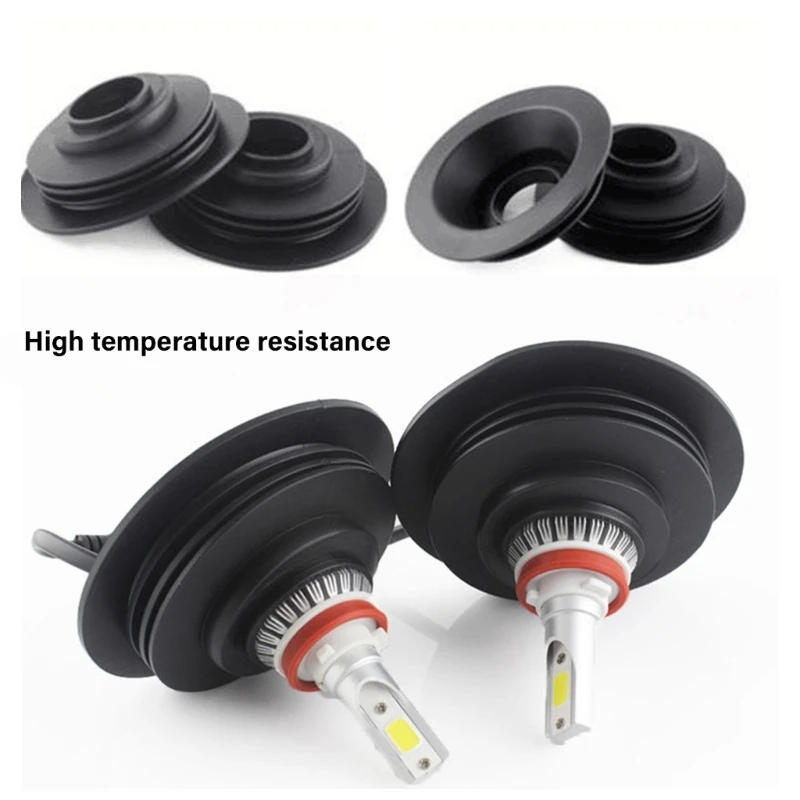 H3CE Universal Headlight Dust Protector Heat Resistant Rubber Seal for Double Fan LED Lights Car Motorcycle Light Maintenance