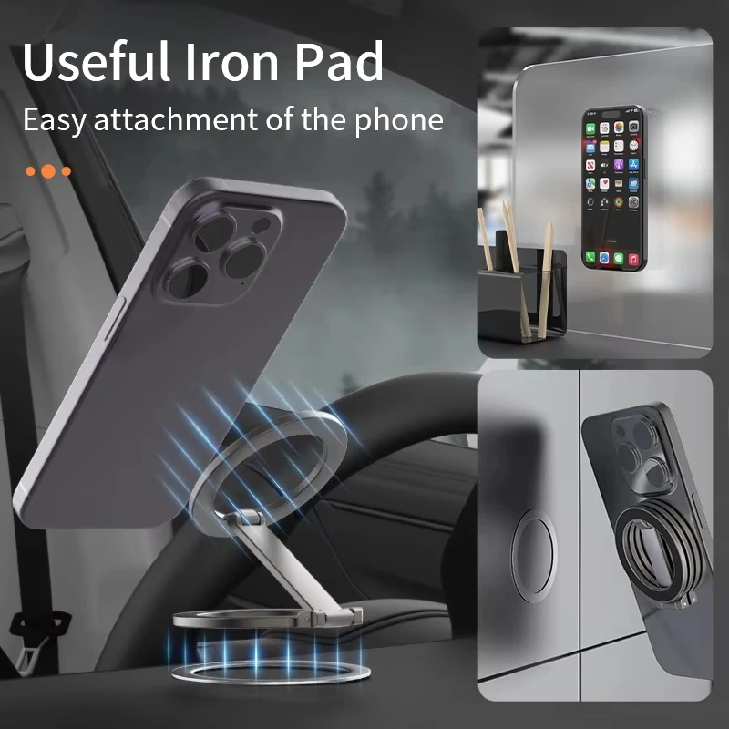 Double Sided Magnetic Phone Holder Foldable For Gym Treadmill Universal Folding Car Holder Magnetic Smartphone Stand