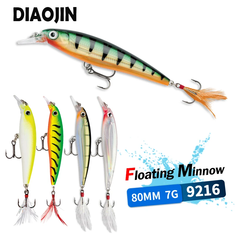 

Floating Minnow Lure 80mm 7g Fish Hooks Bass Trout Carp Fishing Pesca Hard Bait Wobbler Leurre Tilapia Fishing Lures and Baits