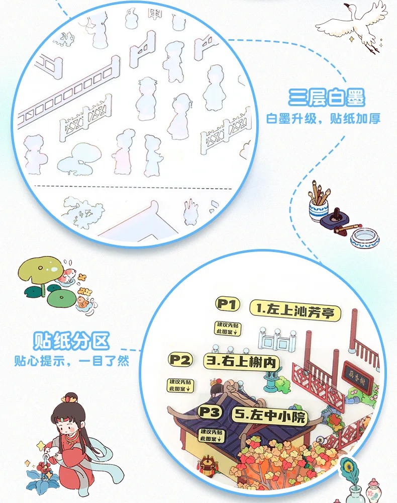 TIANZI Large Sized Landscape Theme 3D Miniature Landscape Stickers, Suitable for DIY Scrapbooks and Handmade Artworks