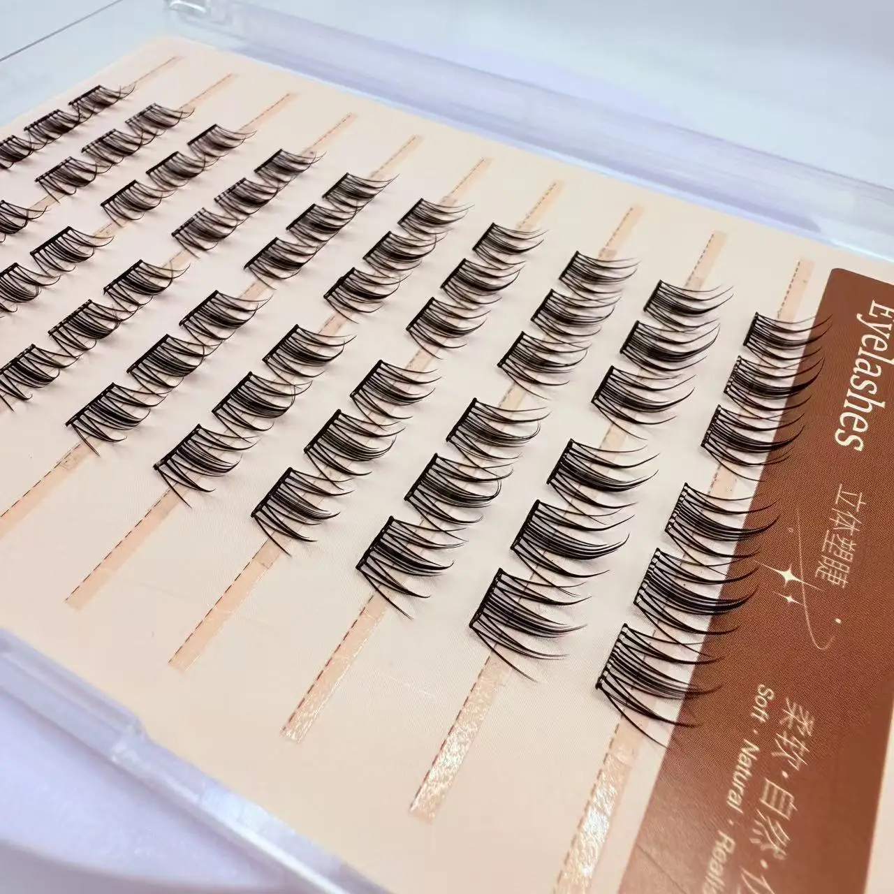10-rij volume lijmvrije valse wimpers, wimperclusterstijl voor feest- en dagelijkse make-up