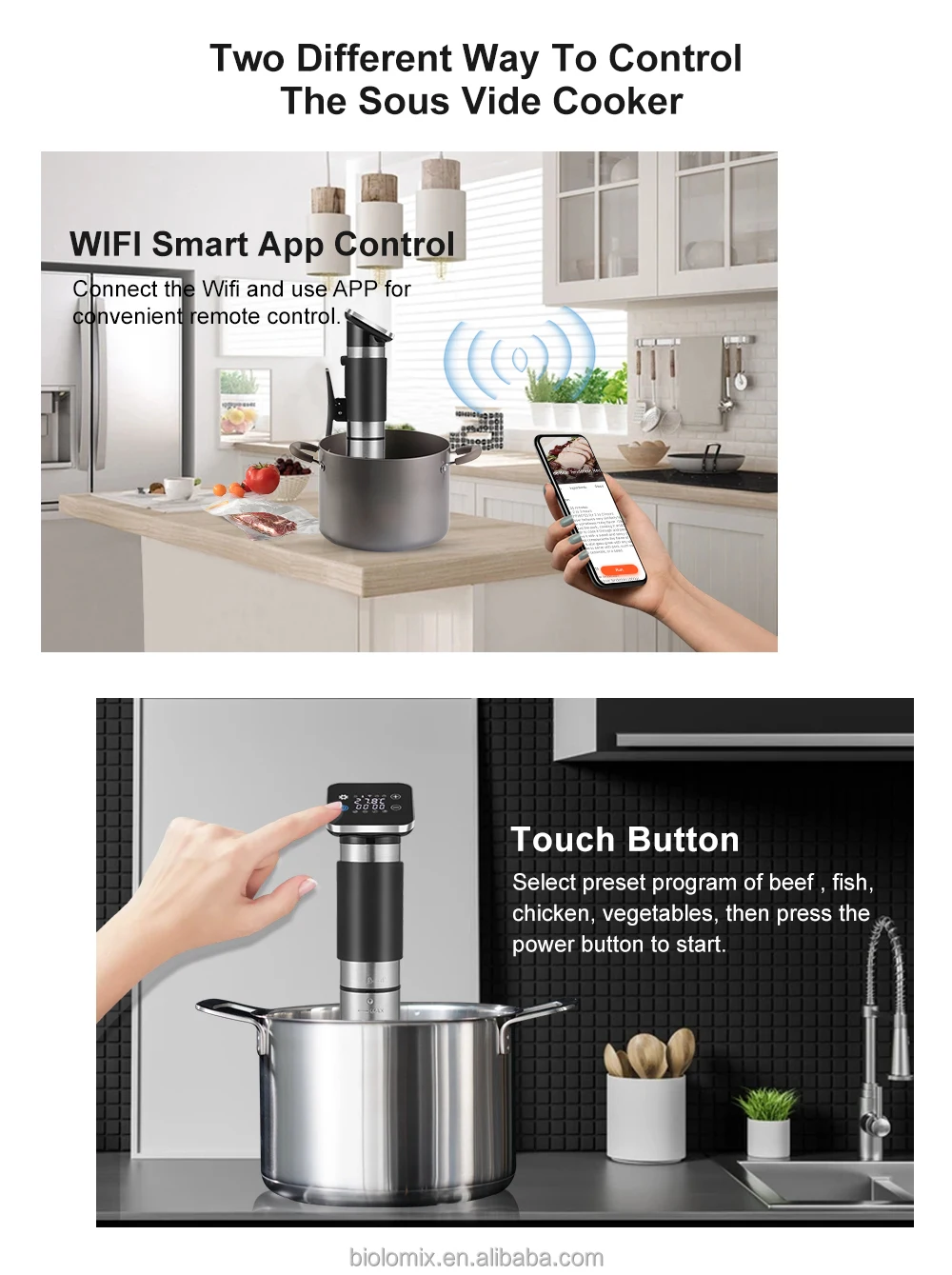 ไฟฟ้า 1300W เครื่อง Immersion Circulator ความร้อน Immersion เครื่อง Sac Appareil Cuisson Sous Vide หม้อหุงช้า WIFI 2022