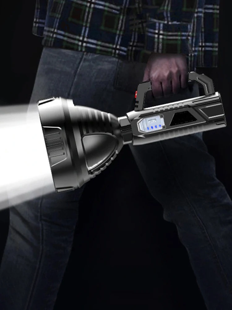 

Светодиодный фонарик, мощный фонарь, 3 режима, ручной прожектор, перезаряжаемый через USB, водонепроницаемый, для пеших прогулок, рыбалки, экстренных ситуаций