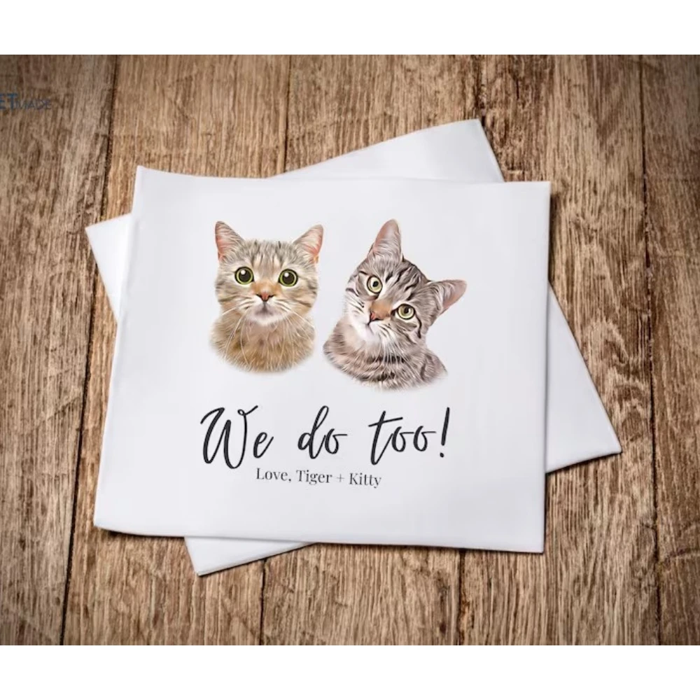 50Pcs Custom Cat Wedding Napkins, Uncoined Pet Wedding Napkins, Cat Cocktail Napkins, Pet Wedding Drink Napkins, Cat Drink Napki