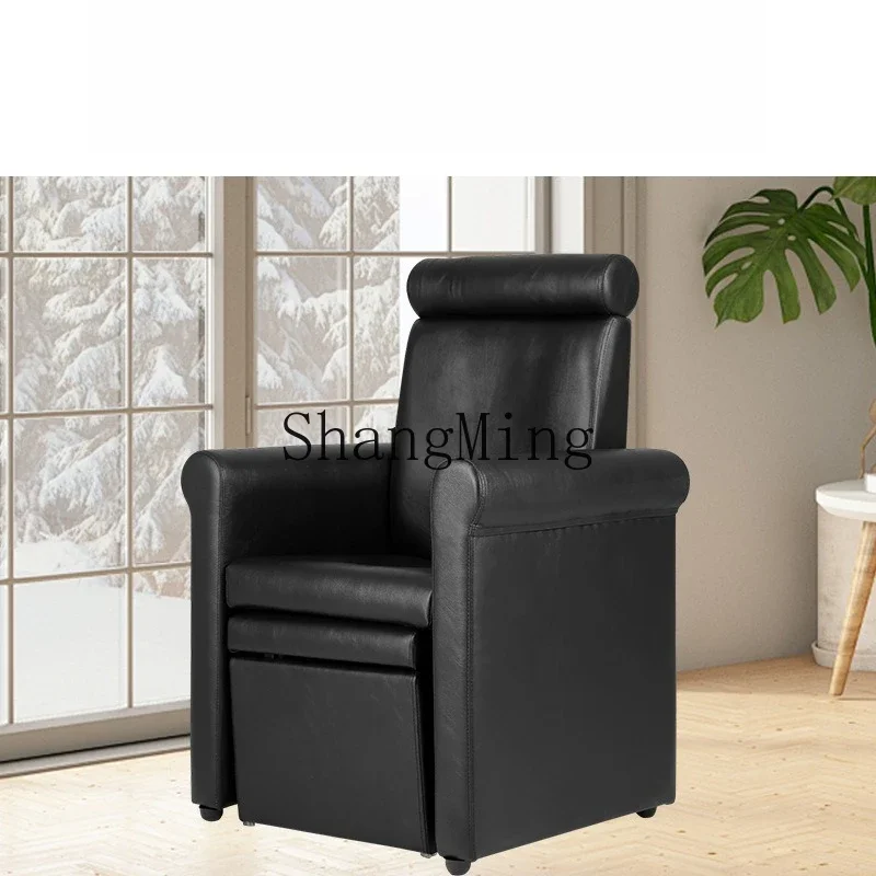 CL  Foot Washing Chair Recumbable Single Movable Black Barber Chair Adjustable Foot Washing Chair