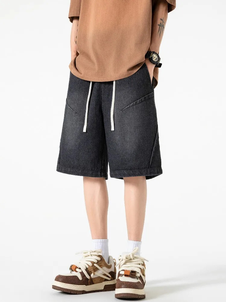 

Американские винтажные джинсы High Street для мужчин, летние, модные, брендовые, свободного прямого кроя, повседневные, износостойкие