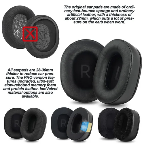 Imagen 2 del producto Almohadillas para auriculares para Steelseries Arctis 1/3/5/7X/7P/9/9X/PRO Arctis Prime, correa para la cabeza, almohadillas de repuesto para orejeras con memoria