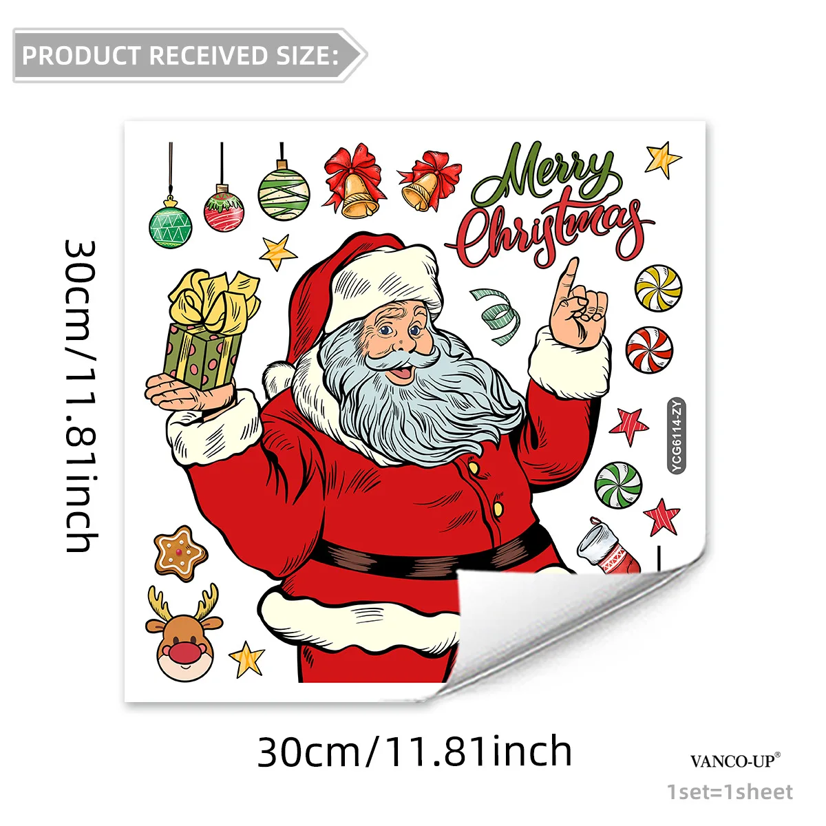 Glow-in-the-Dark Green Christmas Wall Decals - Santa, Stars & Balloons Creative Holiday Decor