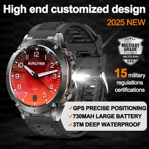 2025 새로운 군사 인증 GPS 스포츠 Smartwatch 남자 10ATM 방수 건강 모니터 피트니스 스마트 팔찌 맞춤형 버전
