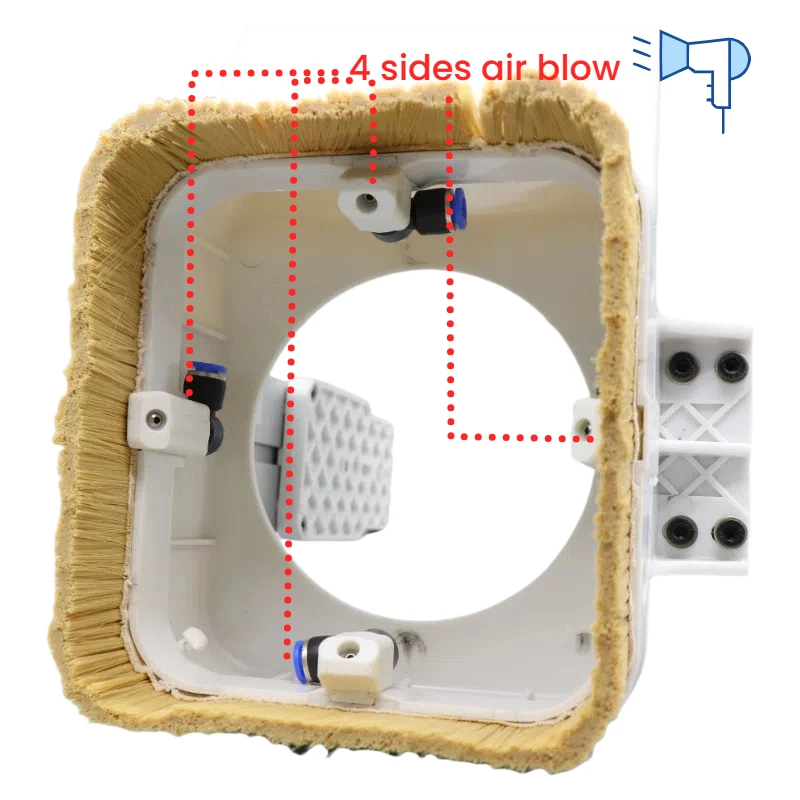 Copertura antipolvere per mandrino ATC da 9KW 4 lati Soffio d'aria Connettore da 110 mm Tubo antipolvere da 150 mm Cilindro d'aria Attaccato Piede antipolvere per mandrino ATC