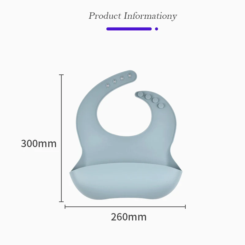 Baby Silicone Bib Waterproof Soft Solid Color 4-speed Adjustable Bibs Newborn Lunch Feeding Saliva Pocke Kids Eating Accessories