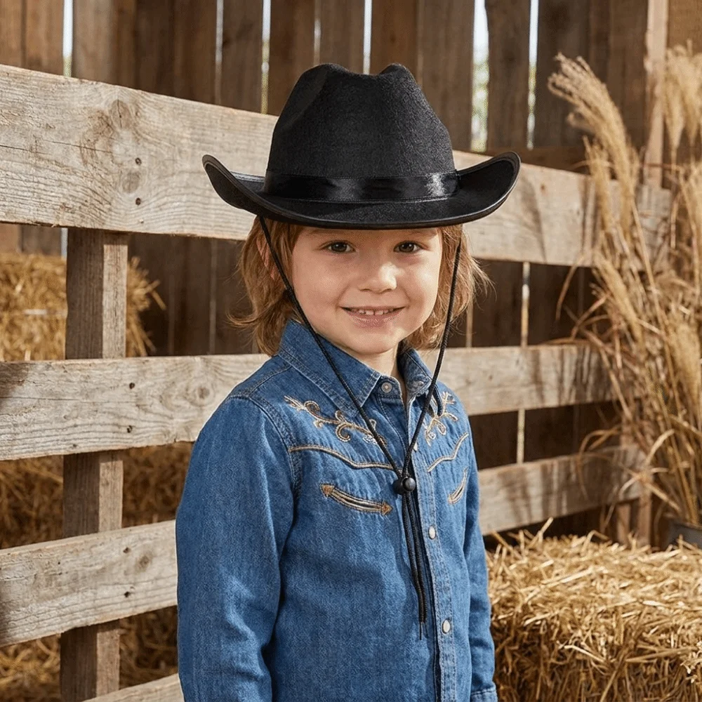 Classic Solid Color Cowboy Hat Wide Brim Felt Jazz Hat Punk Ethnic Style Western Cowboy Hat Cowgirl Party Decorations