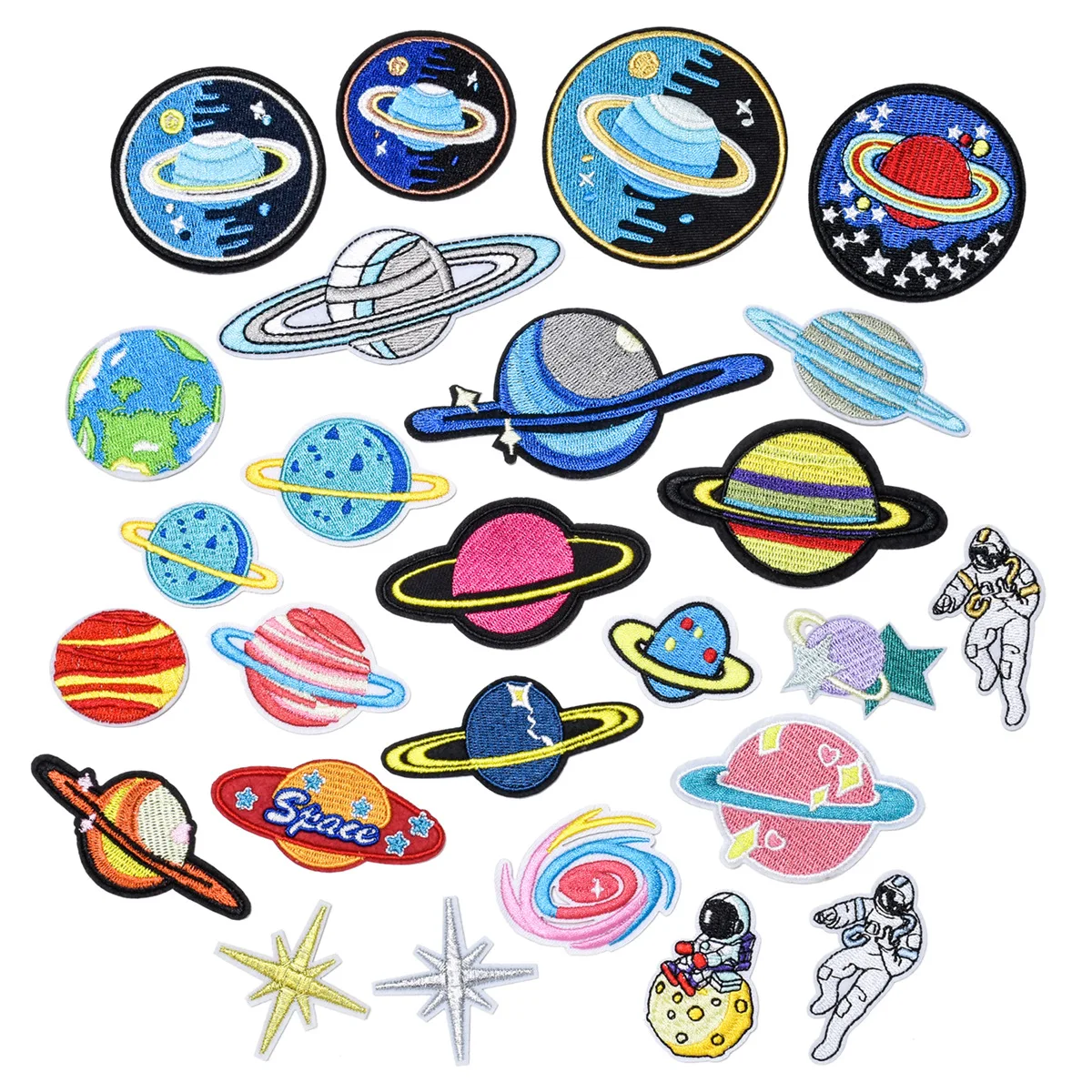 

26Pcs Space Astronauts Ironing Embroidery Patch For DIY Sew Children Clothing Jackets Sticker Appliques T Shirt hat Badge