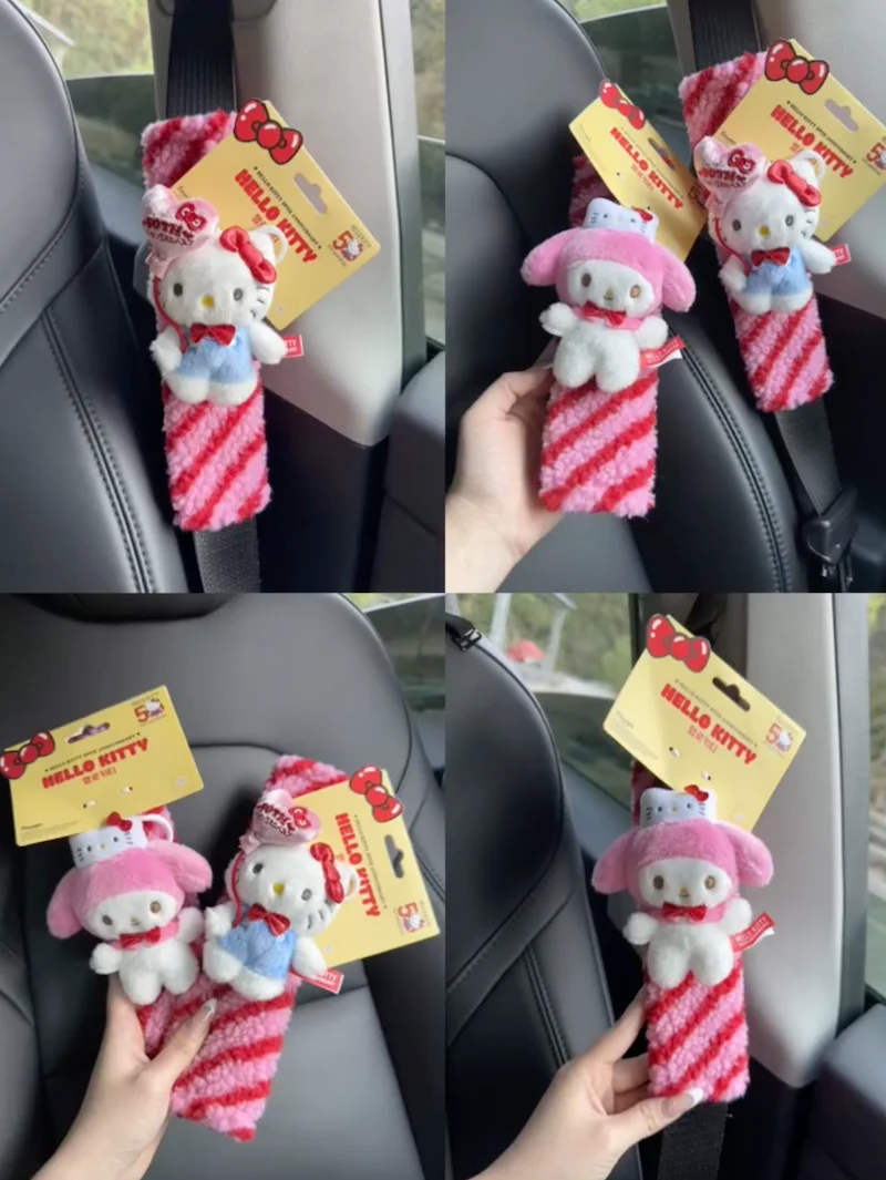 

Hello Kitty 50th Anniversary Limited Gift Car Seat Belt Shoulder Protector Cover Interior Decoration Safety Belt Shoulder Pad