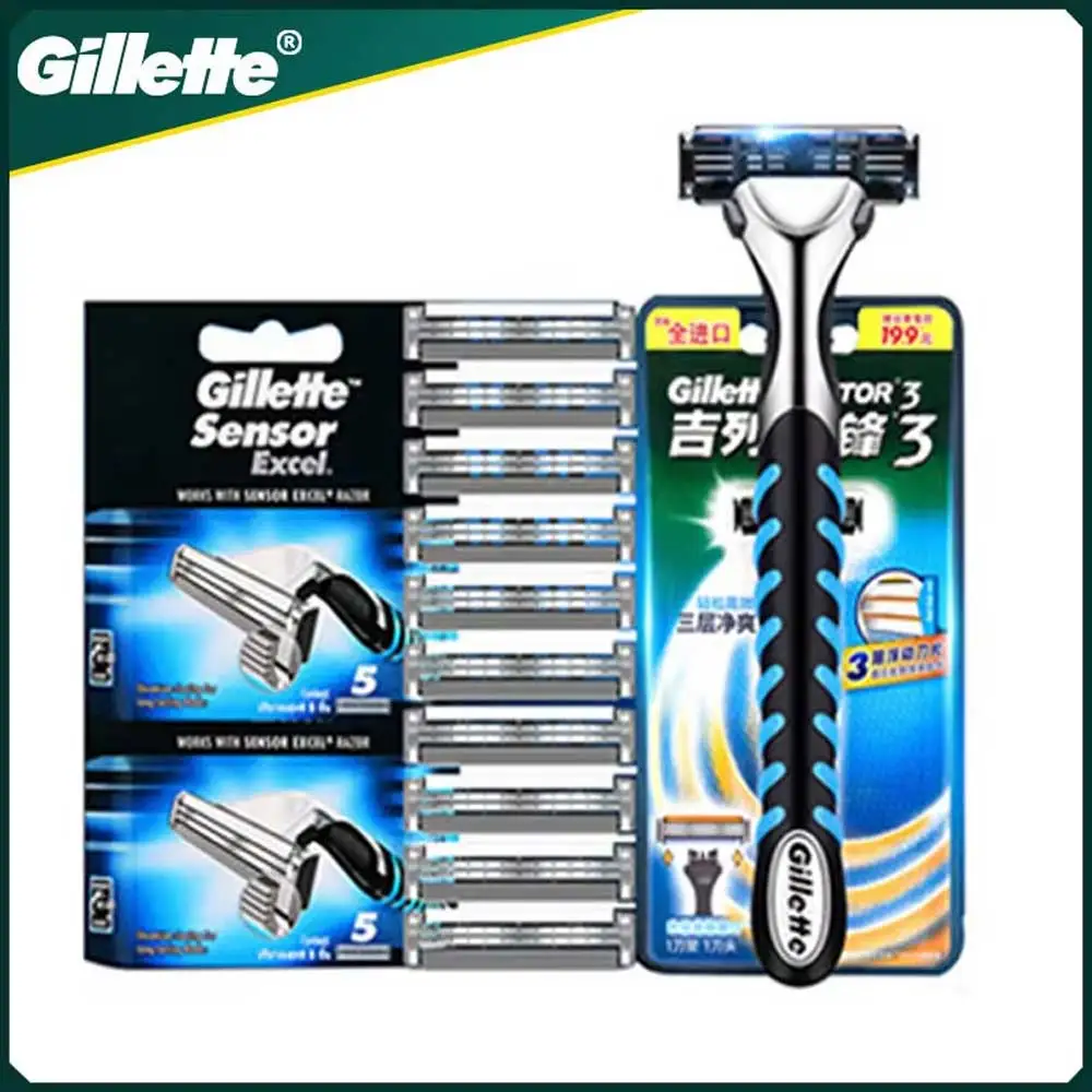 질레트 벡터 3 안전 수동 면도기, 남성용 얼굴 수염 면도, 제모, 날카로운 칼날이 있는 3 센서 1 핸들