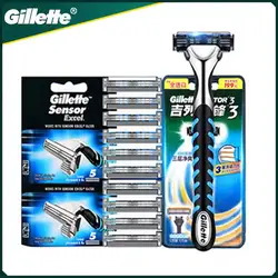 Gillette-Rasoir manuel Vector 3 pour hommes, rasoir de sécurité, épilation du visage et de la barbe, 3 capteurs, 1 poignée, phérique tranchante
