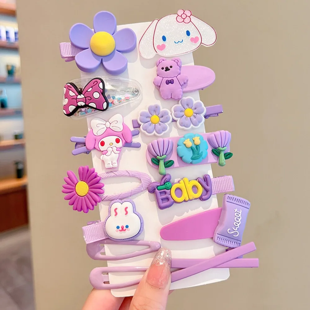 14Pcs Sanrio Cute Kuromi Disney Girls Hair AccessoriesWomen Hairpin Set Little Girl Cartoon Hair ClipsCute Hello Kitty Baby Pins