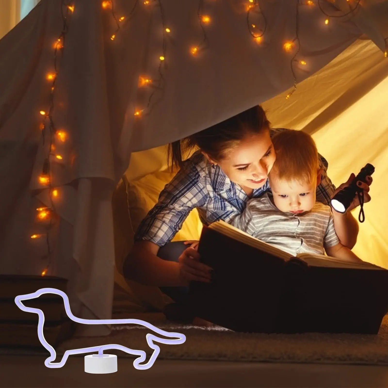 

Dog Neon Light Safe Plastic Home Night Lamp Dog Neon Sign for Bedroom Living Room Table Decor Room Night Light