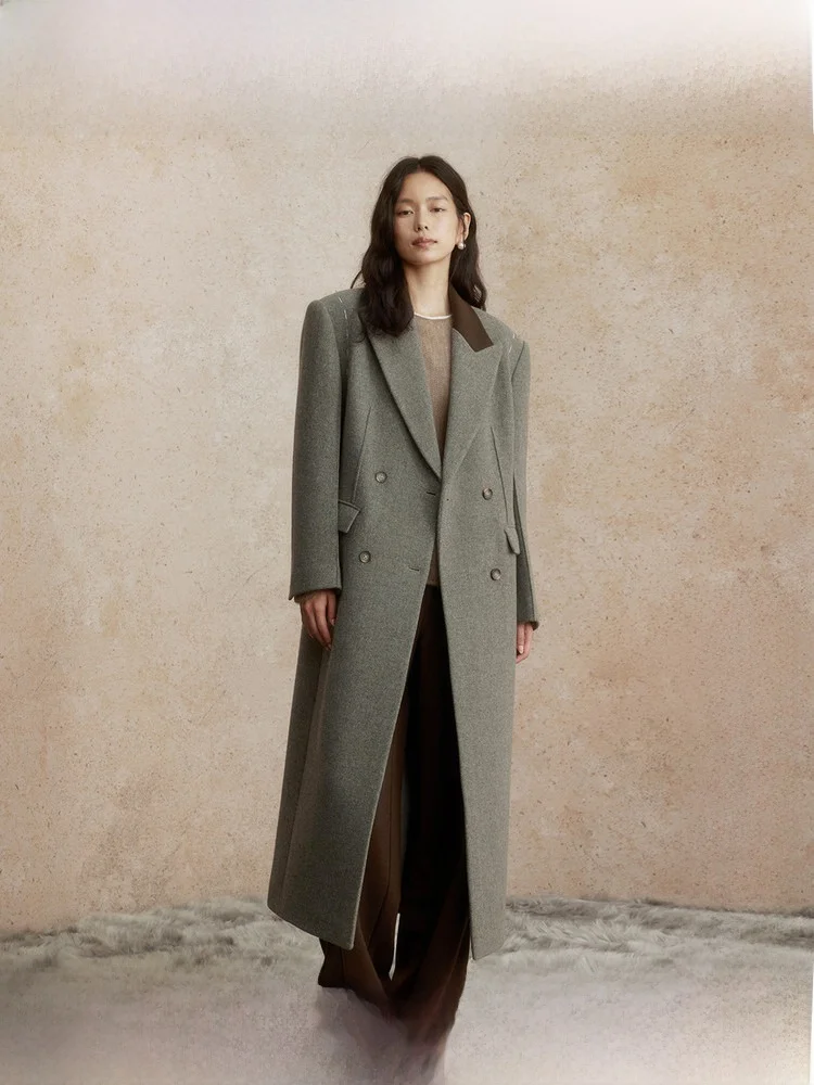 

Пальто ZhiZhi двубортное, зимнее, из шерсти, с длинными рукавами, для женщин, модное, класса люкс