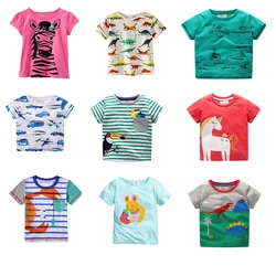 Jumping Meters Girl T Shirts Floral Cotton Children's Clothes Happy Girls Tees Tops Toddler Kids Clothing Shirts