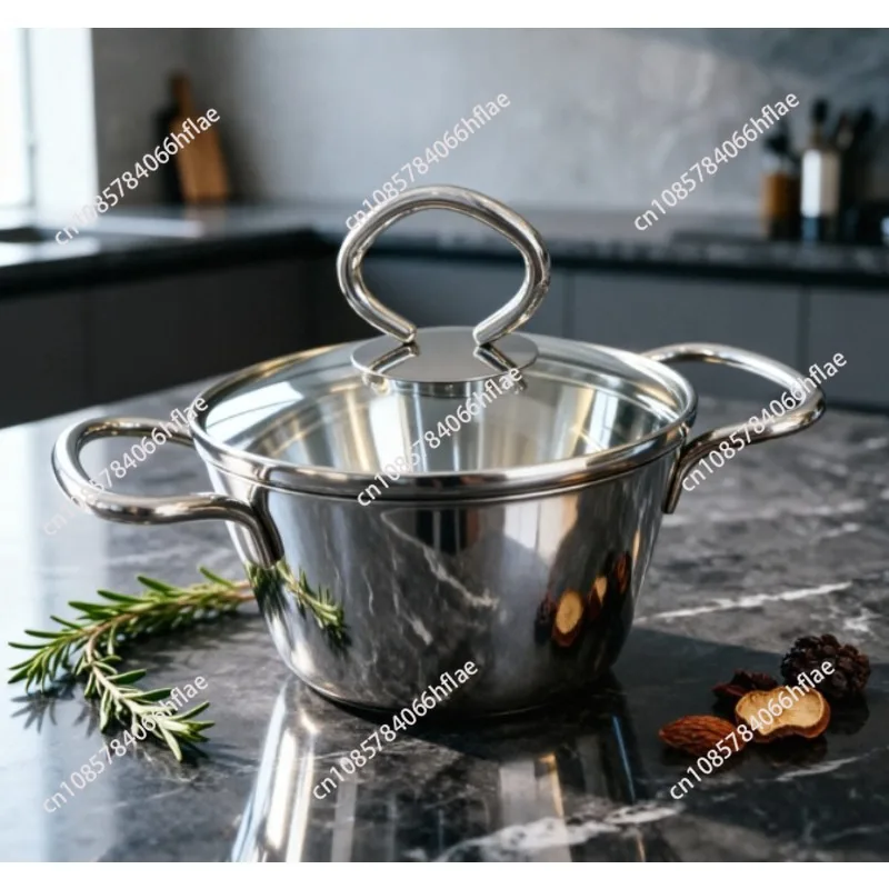 Modern European Stainless Steel Mini Milk Pot, Dual-Handle Saucepan for Frying Eggs, Boiling Noodles & Cooking Baby Food