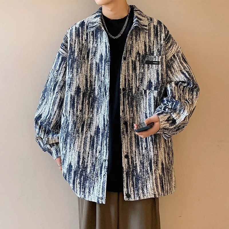 

Мужская куртка Slim Fit класса люкс, повседневная, свободного кроя, с длинными рукавами, из полиэфирного волокна, для осени, весны и зимы, новинка, одежда для полных мужчин