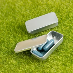 New 2Pcs 51*10*26mm Mini Iron Box Slide Cover Storage Box Wedding Jewelry Pill Cases Portable Tin Boxes Container Home Storage