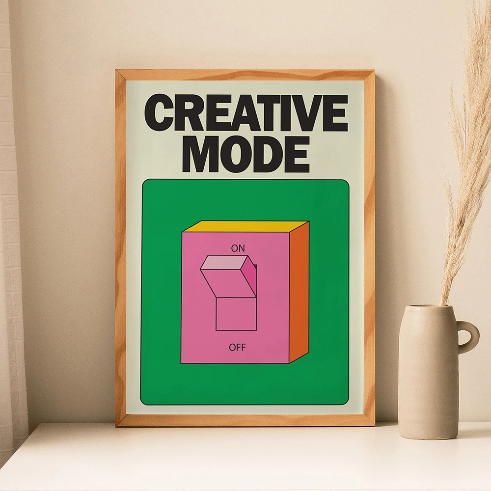 Creative Mode Wall Print Colorful Poster Retro Pink Switch Wall Art Canvas Painting Trendy Room Decor Pictures For Living Room