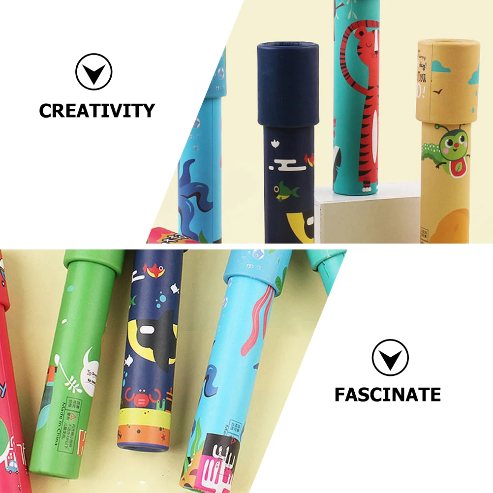 Caleidoscópio giratório portátil, 4 unidades, brinquedos infantis para crianças, kalidescópios de papel