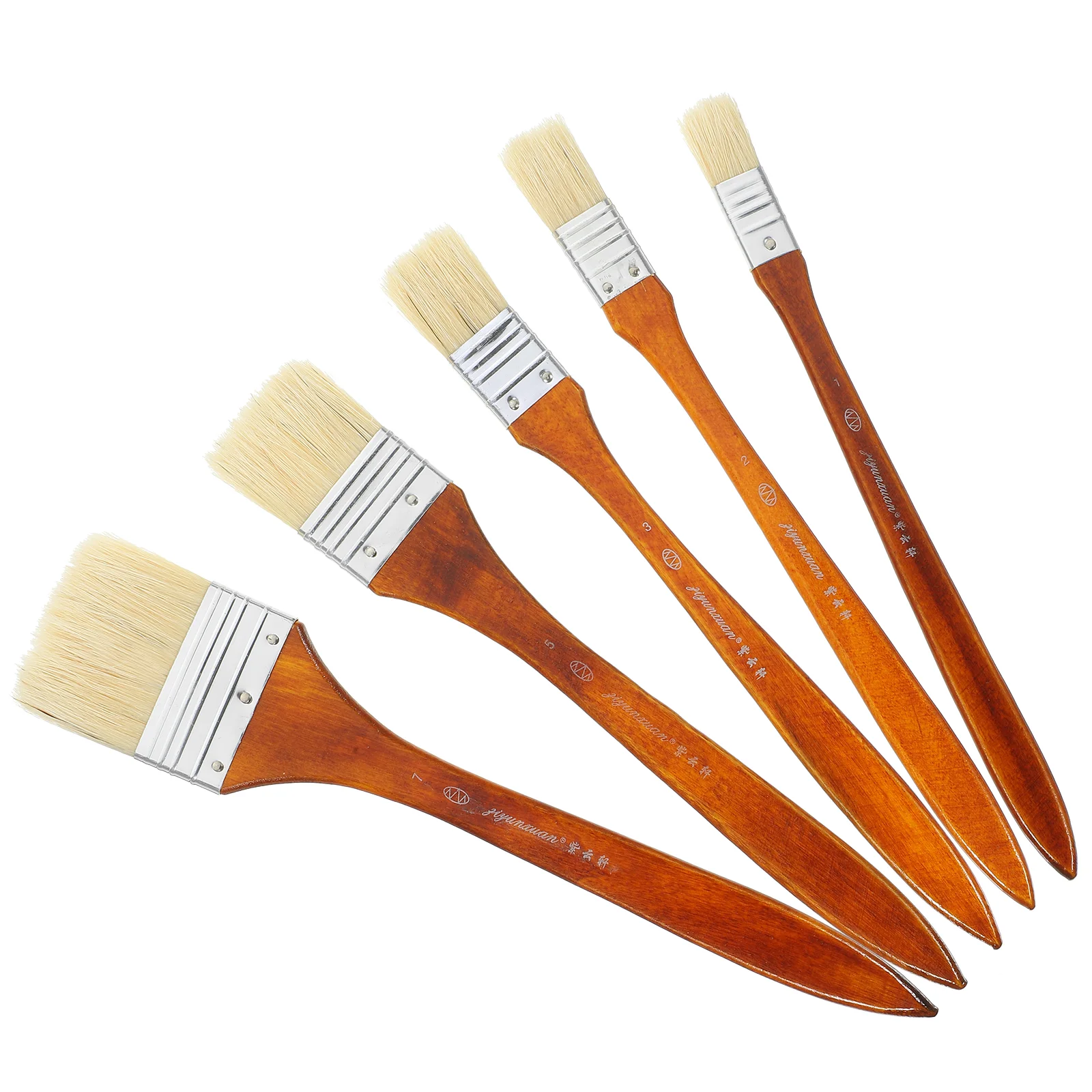 5 Pcs Oil Paint Brush Drawing Craft Paintbrush Chip Painting Bristle Professional for Student Use Portable