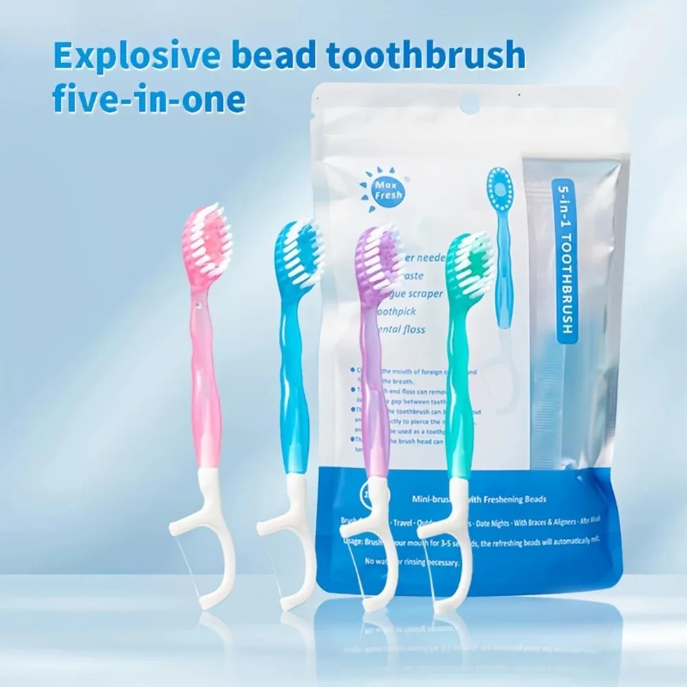 26pcs/Set Portable Travel Toothbrush Set Disposable Mini Toothbrushes with Toothpaste Tongue Scraper Flosses Oral Care Kit
