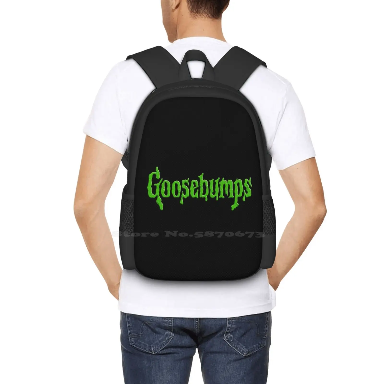 Mochila escolar con diseño de gooshomps para niños, bolsa de viaje para portátil, escalofriante, terrorífica, Horror, Halloween, Retro de los 90