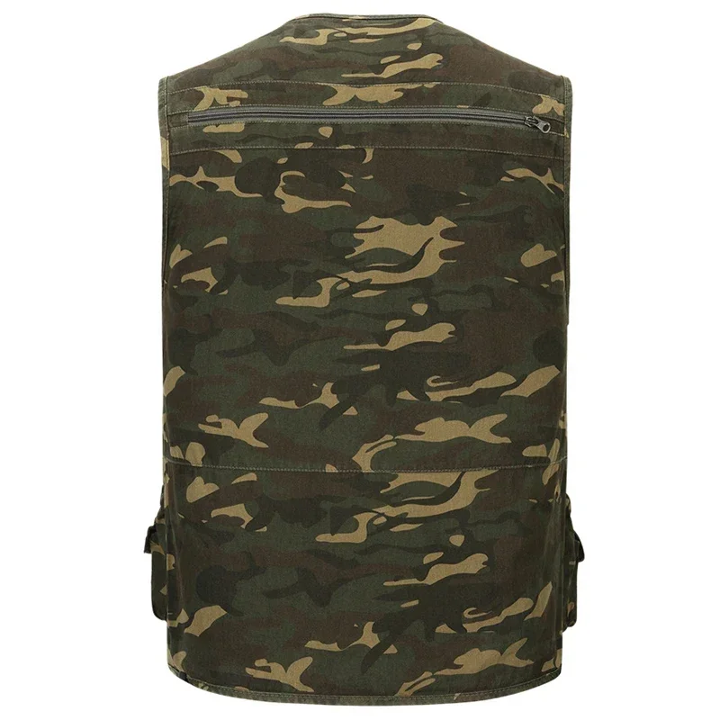 Men Camouflage Fishing Hunting Vest Cargo Outdoor Game Outwear Waistcoat Multi-Pocket Photography Recreational Vest