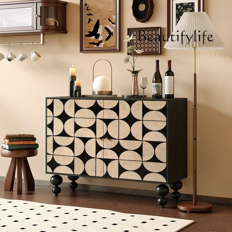 

aQ WW Modern Light Luxury Solid Wood Dining Side Cabinet, Living Room Aisle Tea Cabinet, Integrated Side Cabinet Against The Wal