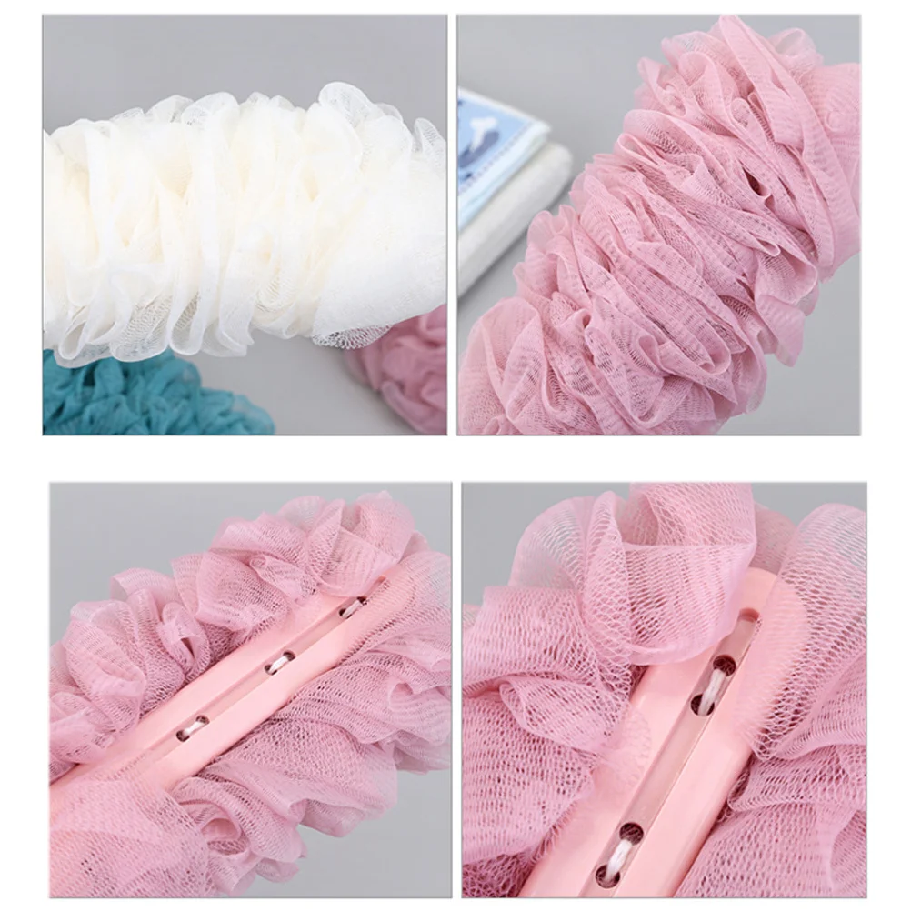 

3Pcs Shower Bath Ball Pe Fiber Mesh Body Brush Long Handle Back Scrubber Soft Skin Massage Foot Knee Cleaning Spa