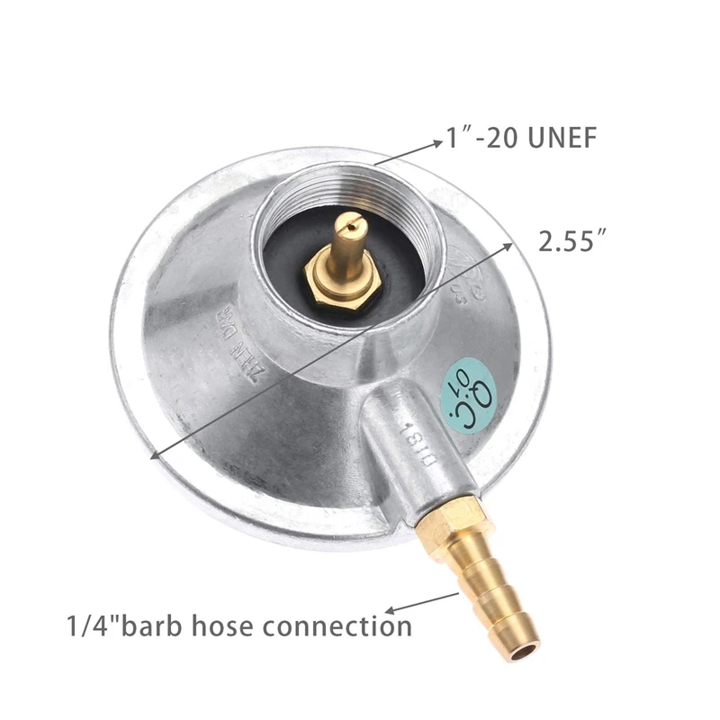 1 Pound Propane Tank Low Pressure Adjustable Gas Regulator With 1/4Inch Barb Hose Connection