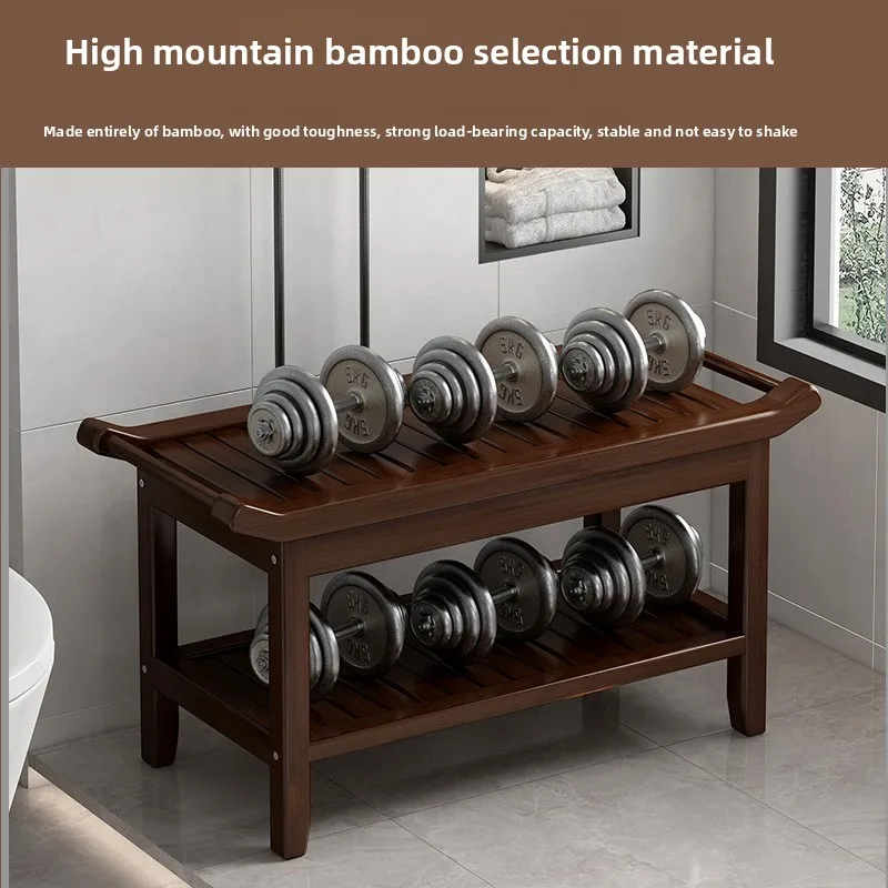 Bathroom stool, bath stool, Nanzhu bath stool, non-slip and waterproof, shoe change stool image 3