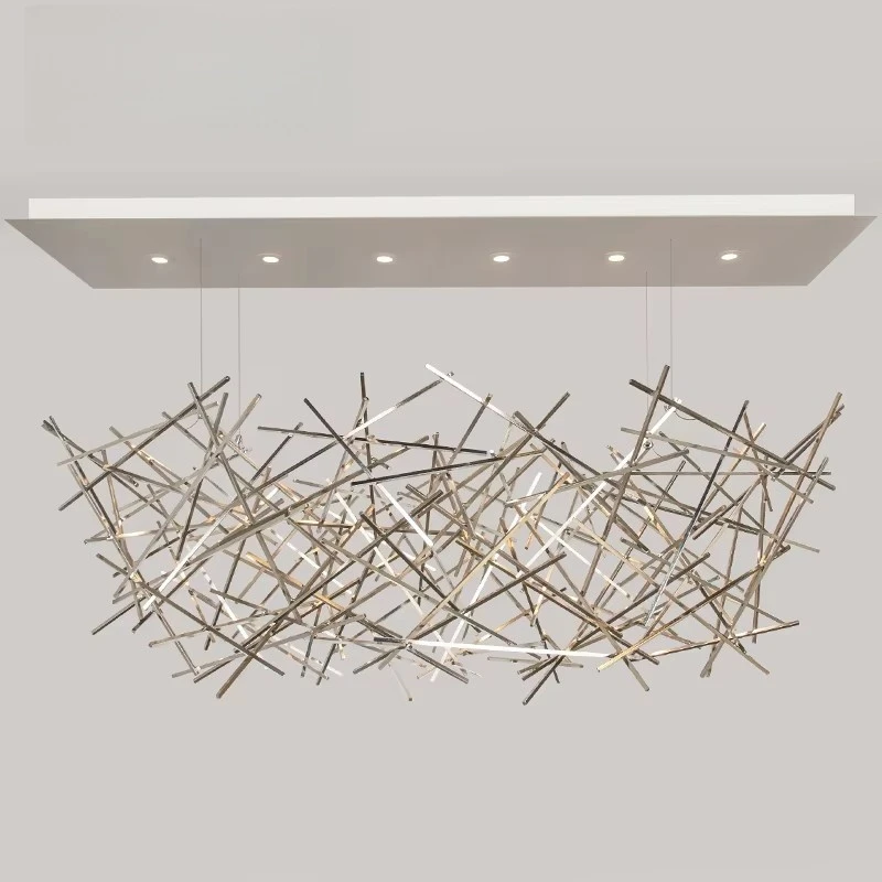 Post-modern Personality Creative Branch Lamp Restaurant Bar Chandelier Designer Model Room Living Room Line Cross Lamp