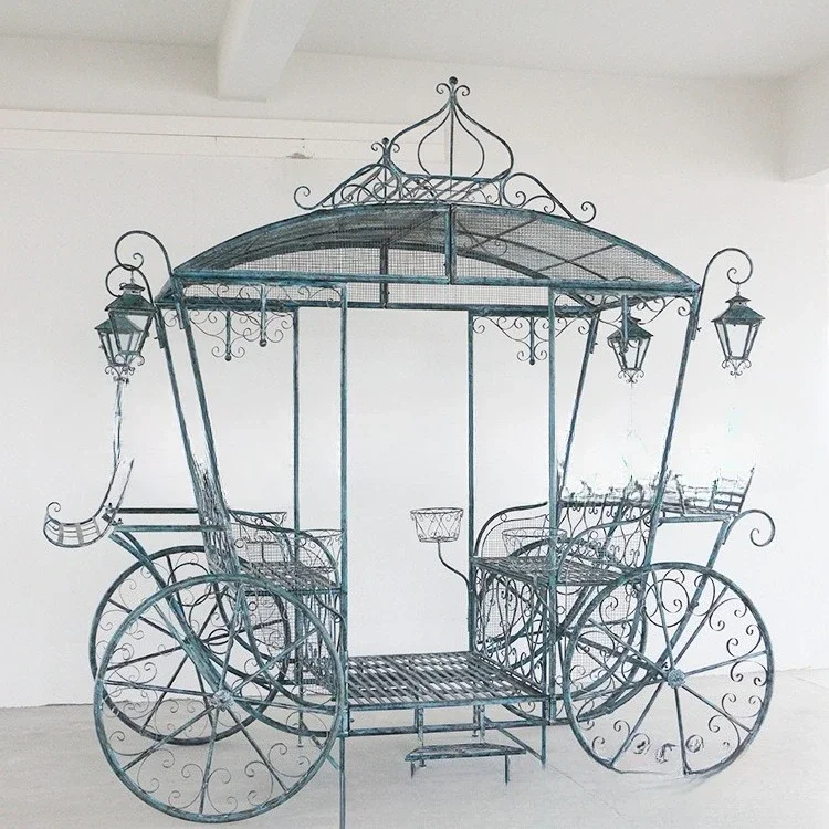American retro old outdoor wrought iron carriage chair villa garden decoration studio shooting props