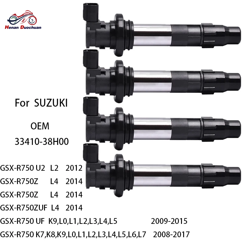 

1/2/4/PCS Motorcycle Spark Plug High Pressure Cap Ignition Coil for SUZUKI GSX-R750 GSX-R750UF GSX-R750Z GSX-R750ZUF 33410-38H00