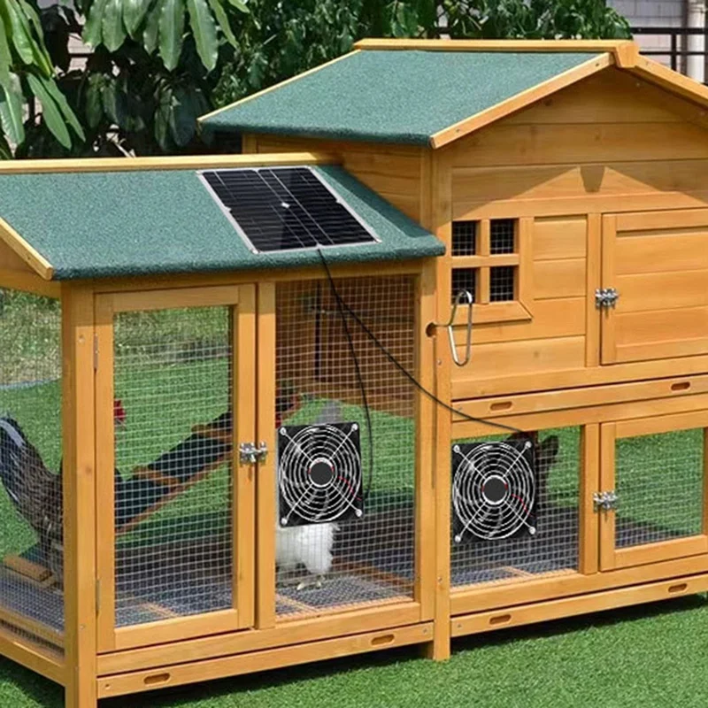 Ventilador de exaustão solar de 11 polegadas para casa de aves de estimação, estufa, telhado RV com 2 ventiladores