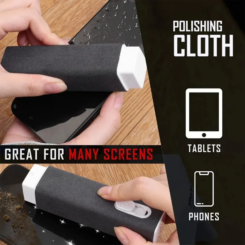 Microfiber Screen Cleaner Spray Bottle Cell Phone Tablet Laptop Display Screen Cleaning Wipe Press Spray Bottle with Liquid