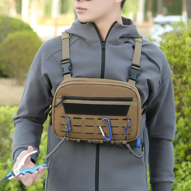 

Тактический рыболовный жилет, нагрудная сумка с держателями для удочек, для хранения рыболовного снаряжения, водонепроницаемая оксфордская спортивная многофункциональная сумка Molle