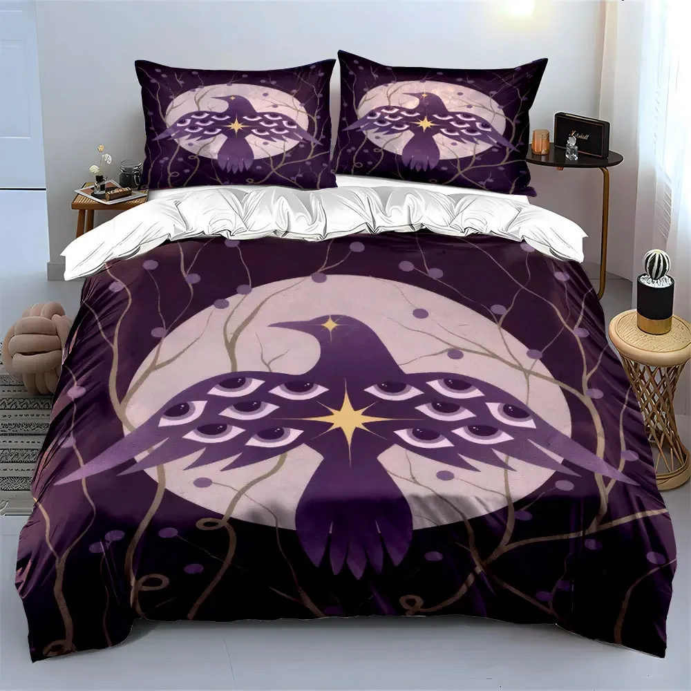 Mystical Bird Art Decor Set Soft Comfortable Duvet Cover Bedding Set Included 1*Duvet Cover & 2*Pillowcases, gift