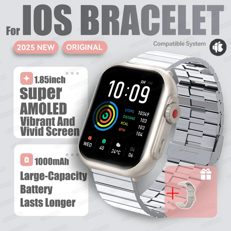 2025Nieuw Voor XIAOMI IOS Horloge Ultra2 Smart Horloges Vrouwen 1000mAh 1.85 "AMOLED Full Touch Screen BT Call Dames mode Smartwatch - afbeelding 1