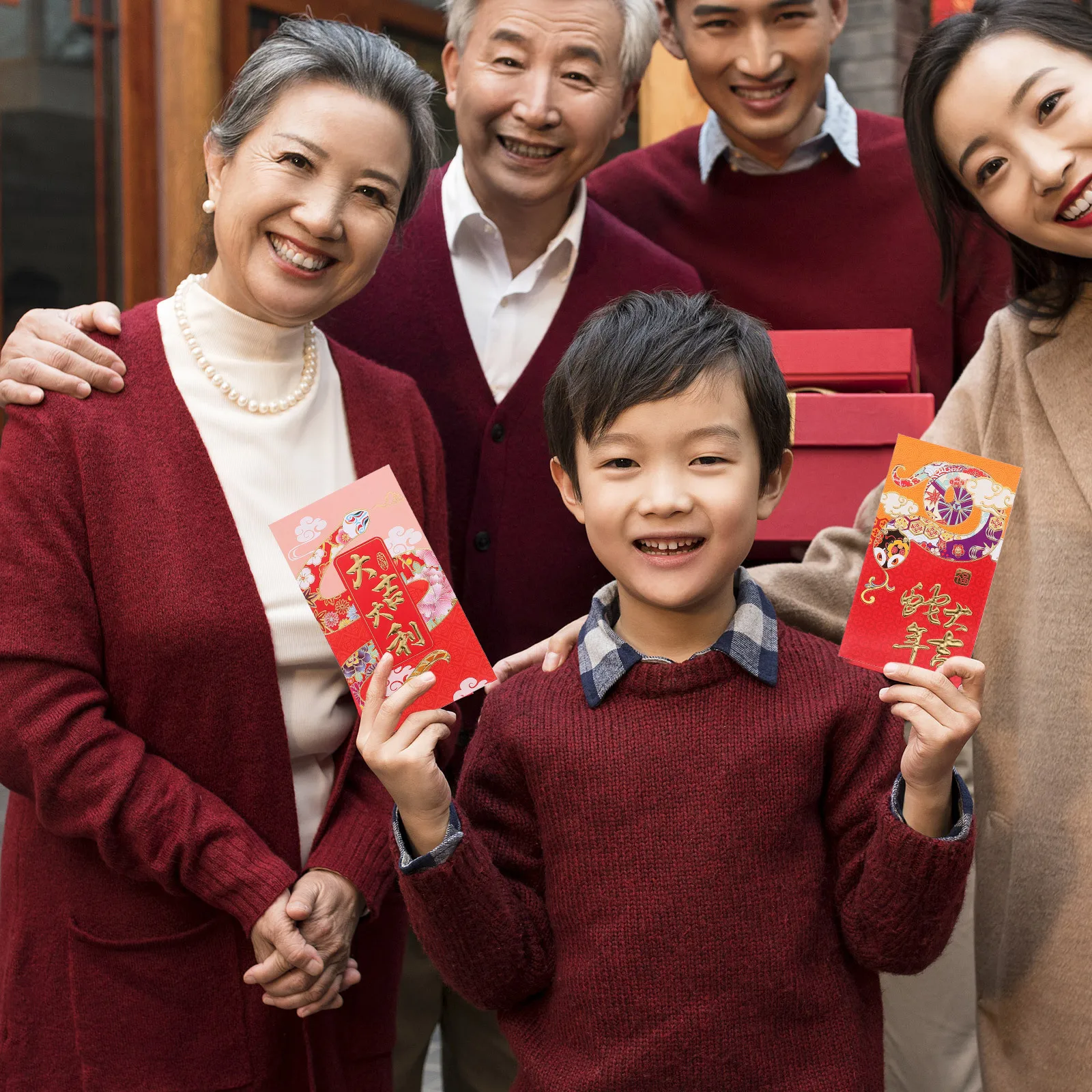 

30 шт., красные конверты на китайский Новый год, змея, зодиак, мультяшные конверты для денег на удачу, лунный Новый год, денежные пакеты, конверт для денег