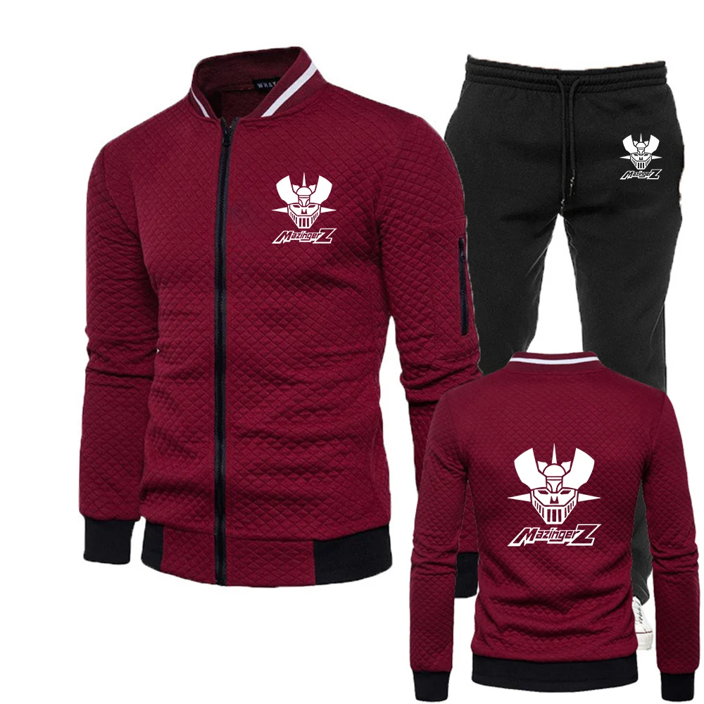 2025 Mazinger Z Anime New Men's Stand-up Collar Slim-fit Sets Sportswear Trousers Casual Harajuku Two-piece Suit